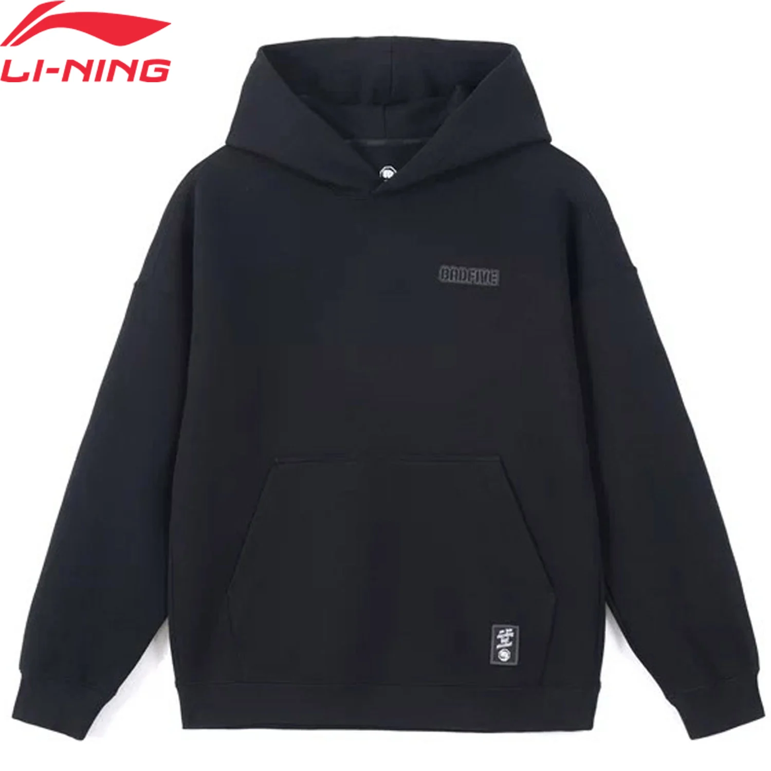 Li-Ning Men BADFIVE Hoodie 54%Cotton 46%Polyester Leisure Printed Hooded Sweatshirt Tops AWDV029