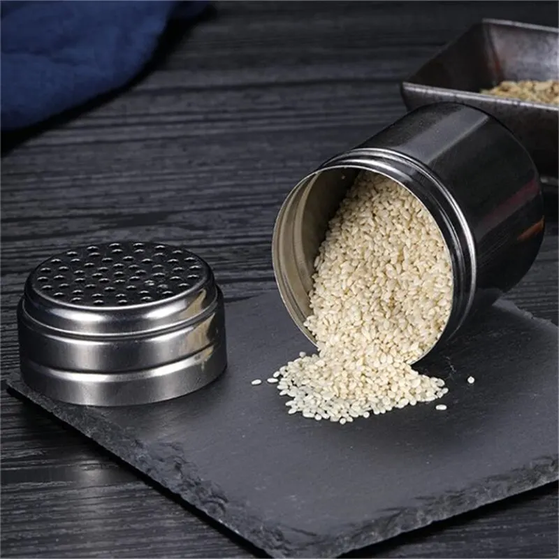 2 Pcs Stainless Steel Twist Lid Spice Shaker Salt Sugar Pepper Pepper Shaker Multipurpose Kitchen Tools salt shaker spices bottle salt pepper shakers seasoning jar