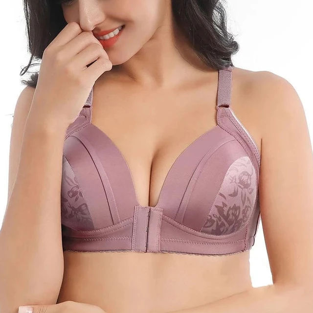 No Wire Ladies Bra Sexy Push Up Bra Front Opening Solid Color Bra