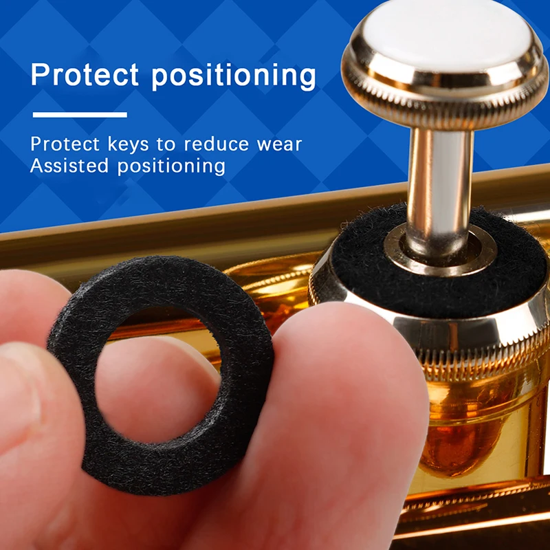 

10Pcs Universal Trumpet Trombone Cornet Valve Stem Felt Washer Pads Replacement Parts Trumpets Instrument Cleaning Kit