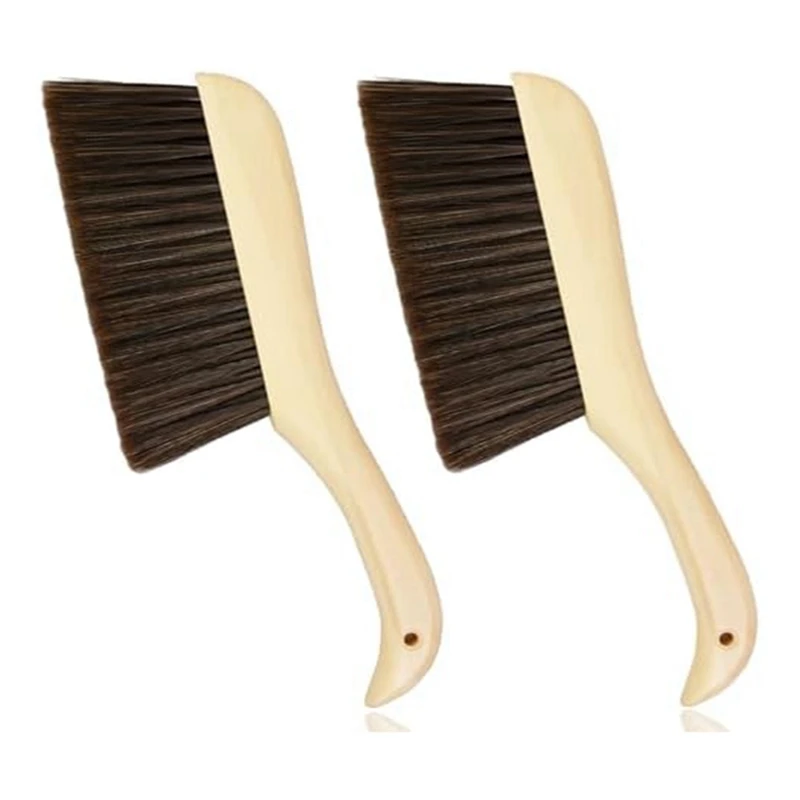 

Hand Broom Dust Brush With Wooden Handle Suitable For Counter Bed Sofa Car Fireplace Clothes Household Cleaning Durable