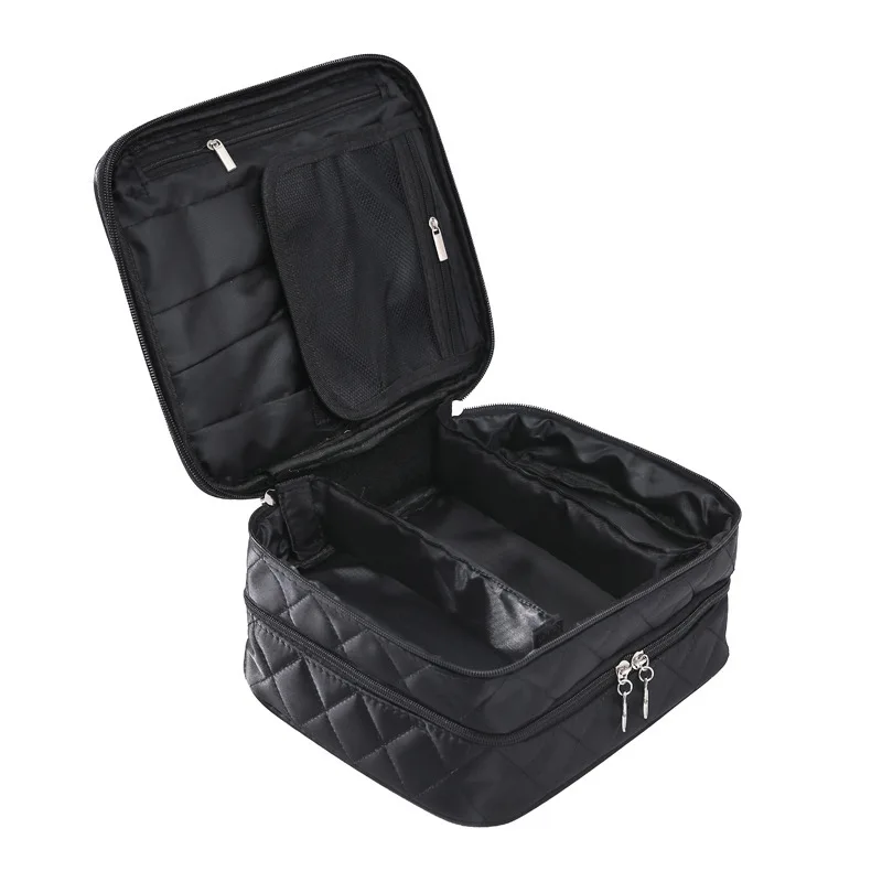 

Large-capacity Nylon Partition Beautician Makeup Box Double Washbag Ladies Waterproof Storage Makeup Bag