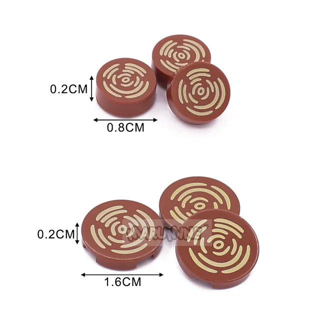 Marumine MOC Assembly Tile Round With Tree Stump Wood Grain Pattern Brick 14769pb196 98138pb042 Building Block Accessories Parts 4