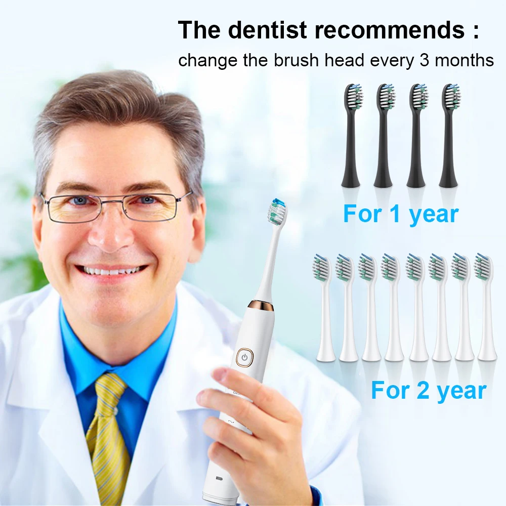 Electric Toothbrush 8 Brush Heads Smart Ultrasonic Dental Teeth Whitening Rechargeable Adult Sarmocare S100