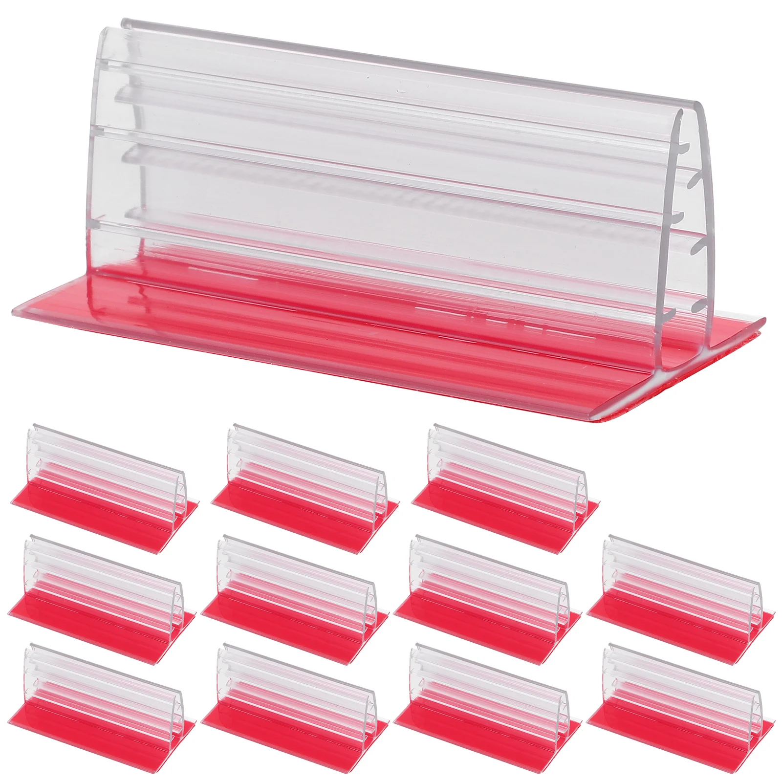 12Pcs Self Adhesive Sneeze Holder Acrylic Panels Plates Holder Pvc Sneeze Guard Clips Ticket Sign Adhesive Clip Fastening