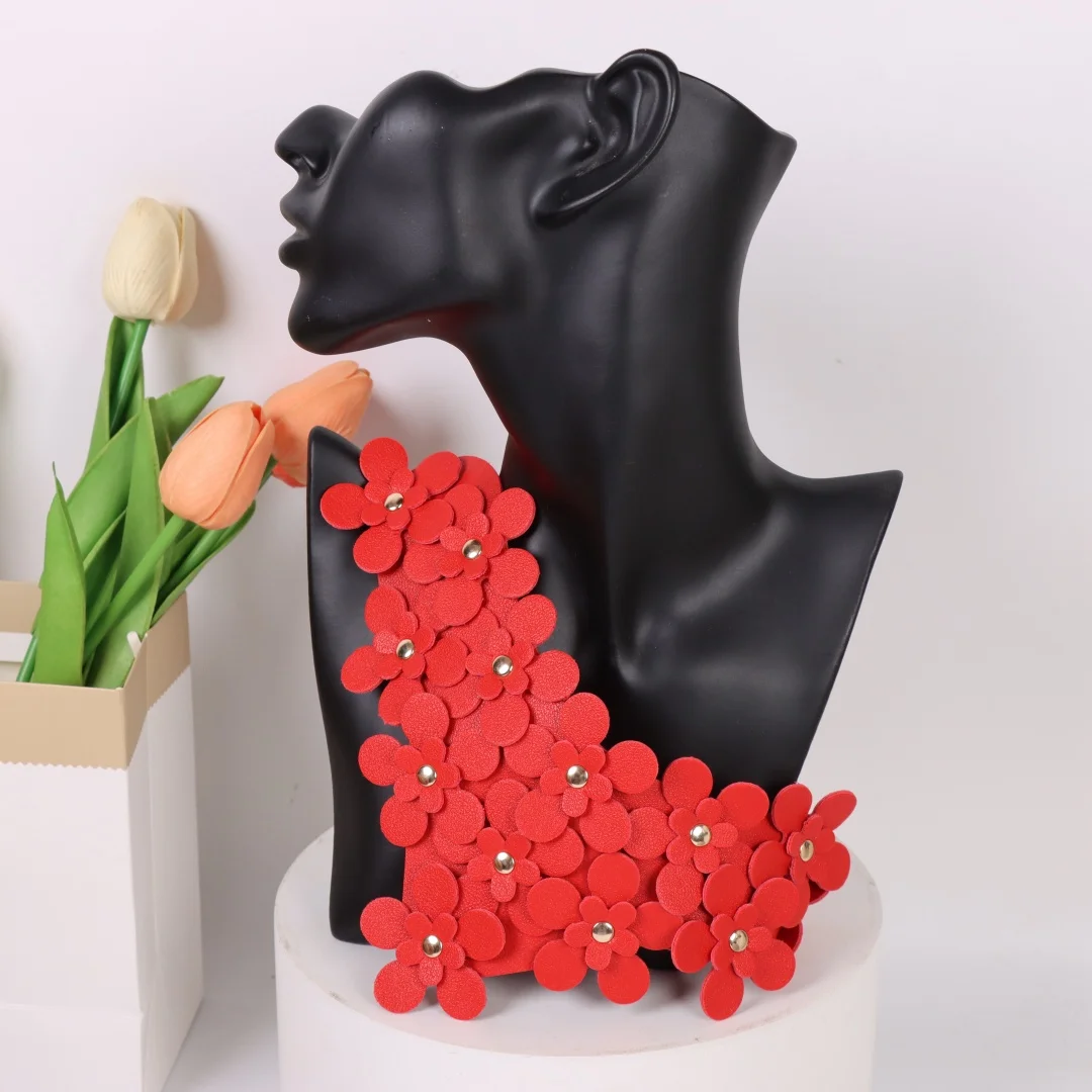 UYEE Handgefertigter Blumenkragen aus Leder für Damen, sexy Urlaubsdekoration, Zubehörgürtel, einzigartiges Kombinationsdesign – Detail 7