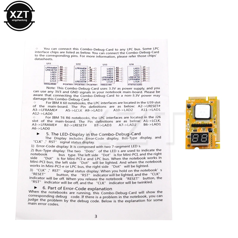 3 in 1 Diagnostic Post Card USB Mini pci-e PCI E PCI LPC PC Analyzer Tester pci express Tester adapter For Notebook Express Card — view 6