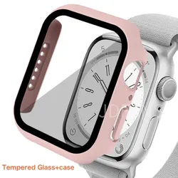 Premium Tempered Glass Cover and Screen Protector for Apple Watch Accessories (Pink sand 15)