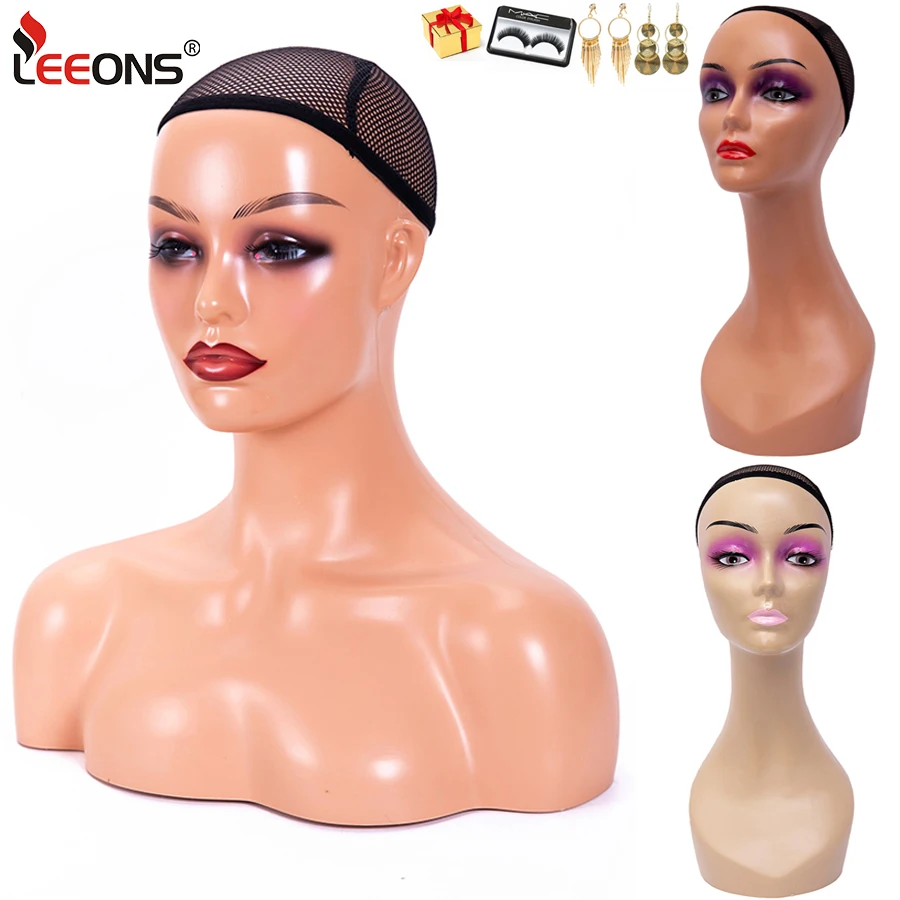 Wig Display Mannequin Head With Non Slip Cap 18 Female Life Size Manikin Head For Wigs