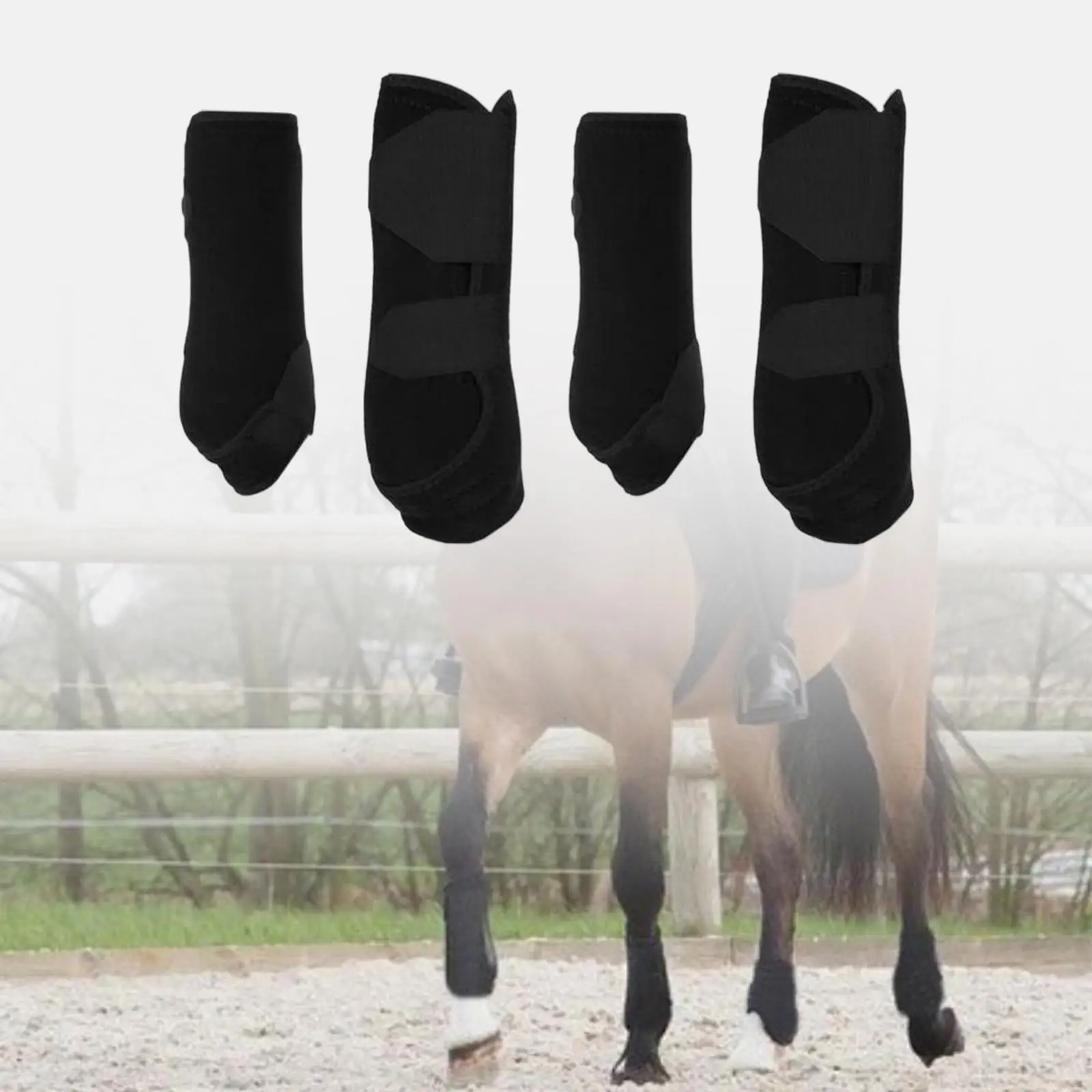 

4x Horse Boots Leg Wraps Protector Front Hind Legs Guard Neoprene Horse Support Legs Protection Gears for Equestrian Accessories