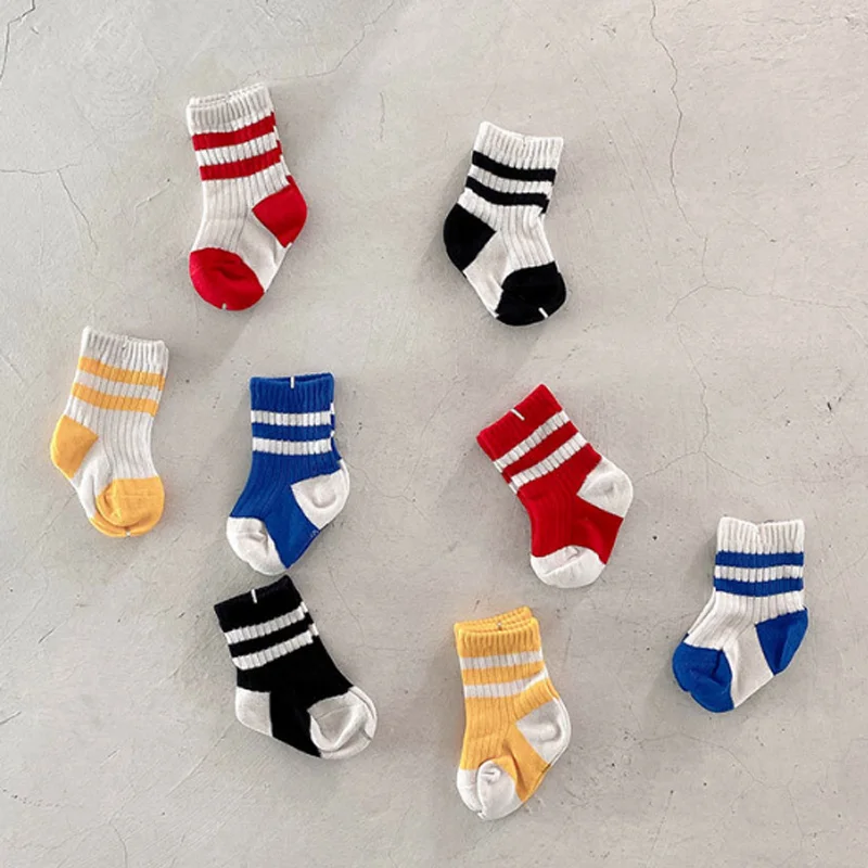 Новинка, детские носки 4 цветов, осень и зима, повседневные спортивные детские носки для мальчиков и девочек