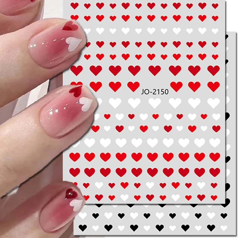 3d Nail Art Decals Love Hearts Tulips Flowers Adhesive Sliders Nail Stickers Decoration For Nail Tips Beauty 1pc colorful heart shape nail art decals 3d self adhesive nail designer sticker foil tips nail art foil tips manicure sticker