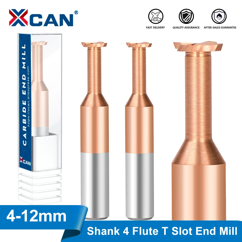 XCAN T Slot Fräsen Cutter 4 Flöte TiCN Beschichtete Hartmetall-schaftfräser für Holz Metallbearbeitung Werkzeug CNC Maschine Router Bit fräsen Werkzeug