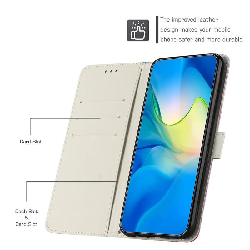 Elegantly Painted Leather Wallet Phone Case