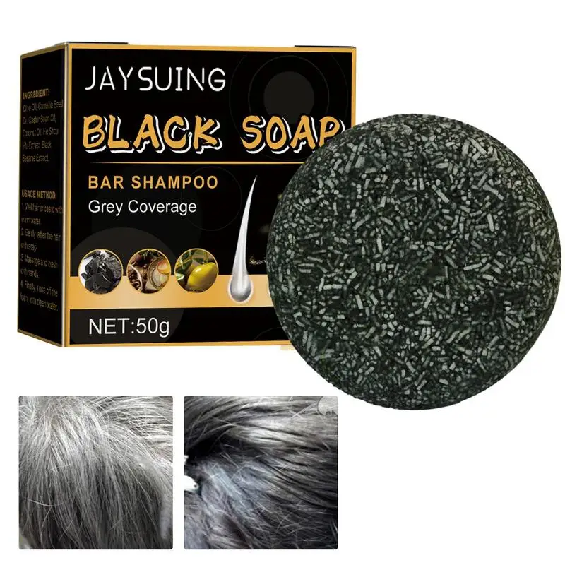 Black Hair Soap Color Restoring Grey Hair Coverage Shampoo Soap White