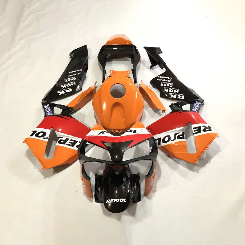 Injection Fairing Kit For Honda Cbr 600 Rr 03 04 Repsol Orange Black