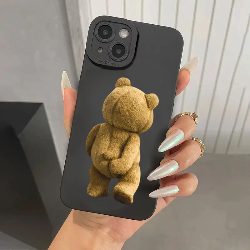 Charming Teddy Bear Couple Cartoon Soft Silicone Phone Case