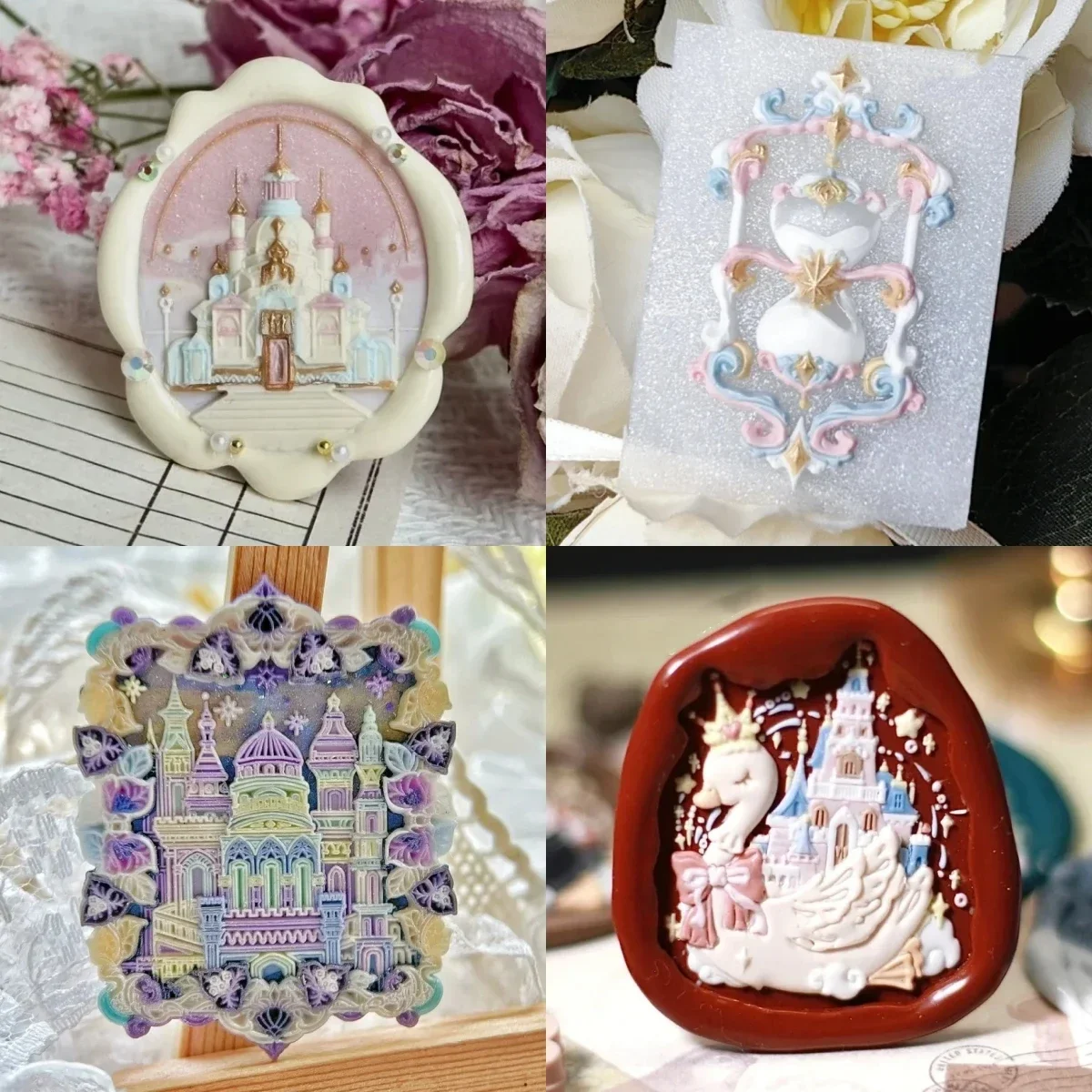 Fire Seal Magic Series Fine Carved Copper Seal Head Castle Stamp Ticket Base Multi-Layer Relief Copper Head Craft