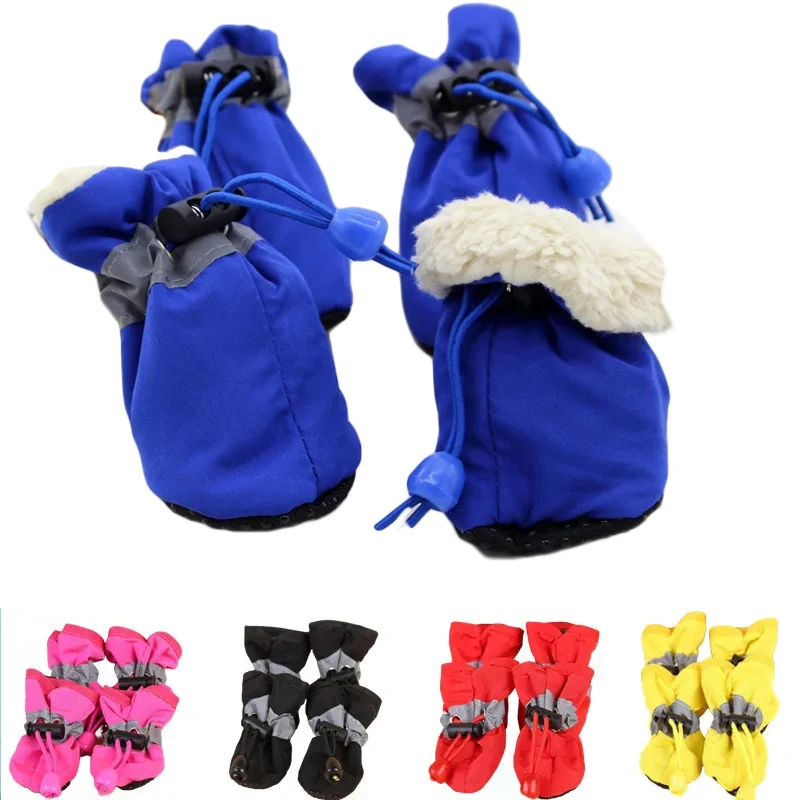 

4pcs/set Waterproof Pet Dog Shoes Anti-slip Rain Boots Footwear for Small Cats Dogs Puppy Dog Pet Booties Pet Paw Accessories