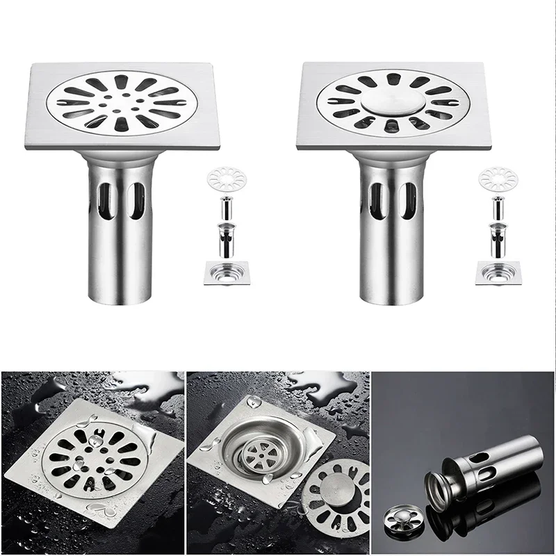 

Квадратный Слив для душа с фильтром, съемная крышка для кухни, ванной комнаты, защита от запаха, защита от засорения, фурнитура, аксессуары