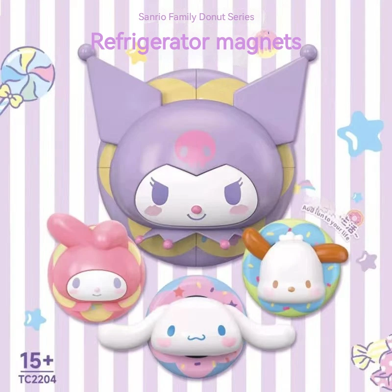 

Sanrio Kuromi Cinnamaroll My Melody пончик серии холодильник наклейка Магнитная декоративная модель игрушка милая фотография