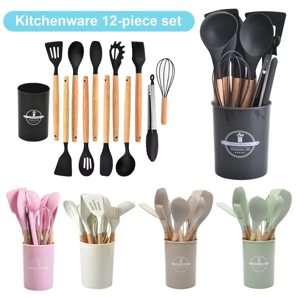 12-Piece Heat-Resistant Non-Stick Kitchen Utensil Set with Holder