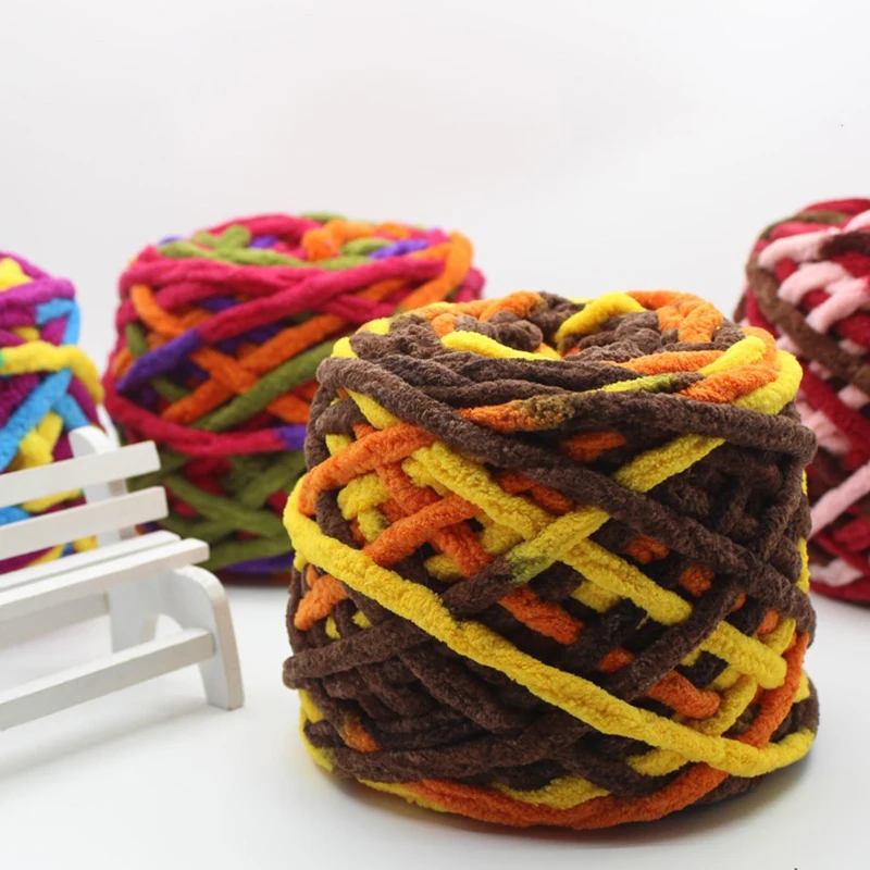 100g/ball Chenille Knitting Yarn Soft Ice Strip Line Cotton Yarn DIY Wool Yarn for Hand Knitting Scarf Thick Wool Yarn Wholesale 3
