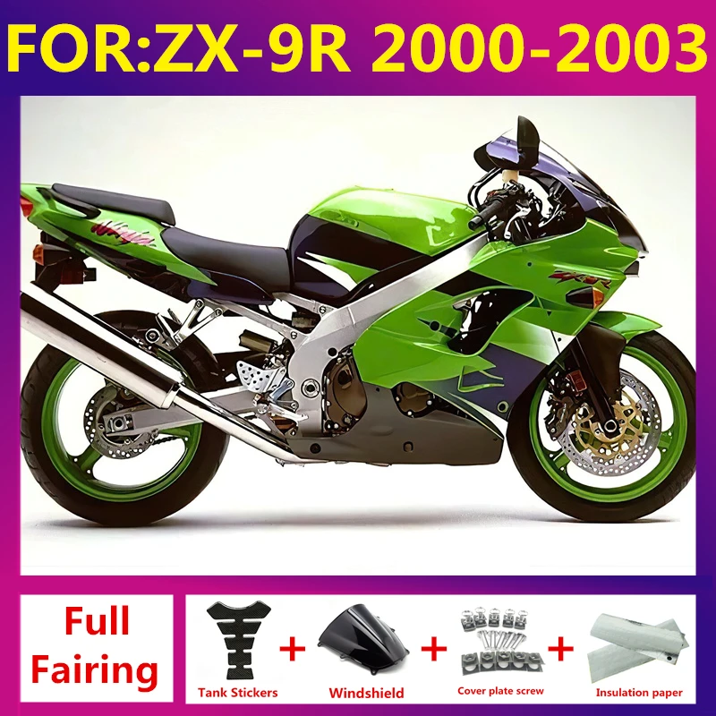 

fairings Kit fit For KAWASAKI NINJA ZX 9R 9 R ZX9R 2000 2001 2002 2003 ZX-9r 00 01 02 03 full Fairing zxmt set green black