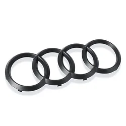Premium ABS Black Hood and Trunk Emblem with 4 Ring Design - Rear 200mm (Matte Black)
