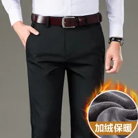 Fleece Men's Casual Pants Straight Middle-aged and Elderly Pants Men's Pants Winter Spring and Autumn Business Wear-resistant