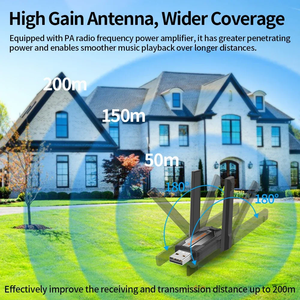 200 متر USB بلوتوث 6.0 محول للكمبيوتر لوحة مفاتيح...