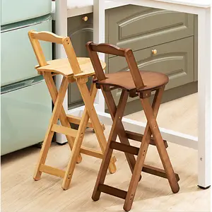 Silla plegable de madera para cocina, taburete redondo Simple, creativo,  portátil, alto, Simple - AliExpress