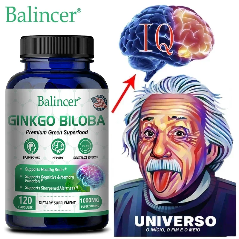 Balincer Memory and Concentration Supplement 1000mg For Clear Thinking Cognition With Ginkgo Biloba Extract Capsules