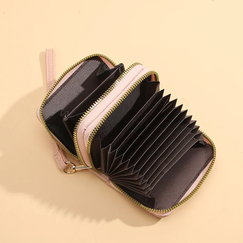 Foreign trade explosive card bag female exquisite rfid leather multi-functional organ card bag double zipper bank cover