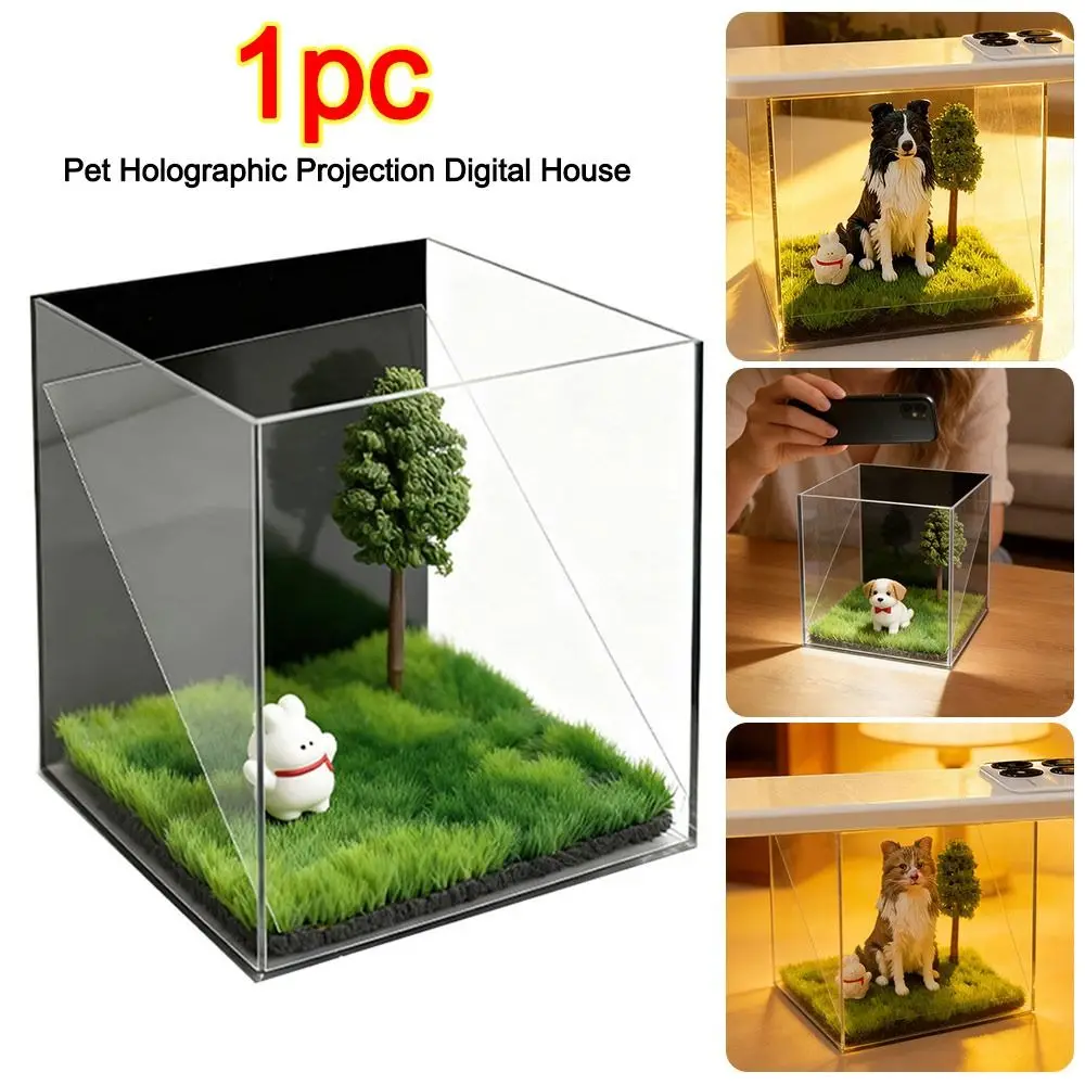 아크릴 애완동물 홀로그램 프로젝션 디지털 하우스 3D 애완동물 프로젝션 기념품 도구 고양이 프로젝션 박스 애완동물 기념품