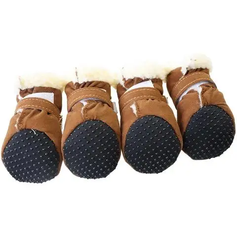 4pcs/set Non-slip Super Warm Pet Dog Cat Shoes Winter Dog Boots Cat Rain Snow Booties Footwear for Small Dogs Chihuahua