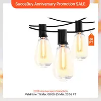 SucceBuy LED Outdoor String Lights 2700K Dimmable Outside Patio Waterproof Hanging Lights for Porch Backyard Garden Balcony