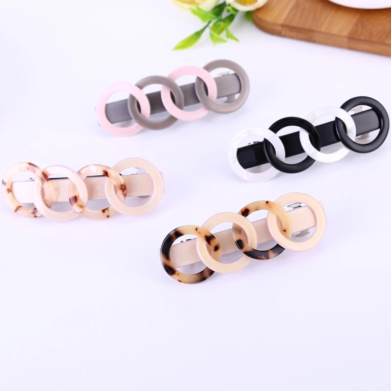 

Vintage Design Amusing Four Rings Hair Clip High Quality Cellulose Acetate Hair Clip Women Hair Accessories