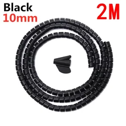 Flexible Spiral Cable Wire Protector and Organizer - Computer Cord Management Tool (10mmx2m Black)