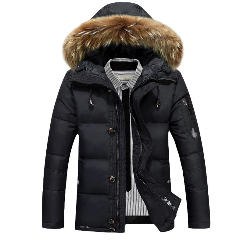 Down Jacket Men 90%Duck Down Warm Winter Jackest Men -30 Degree Snow Outwear Hooded FurCollar Windproof Outerwear Coats