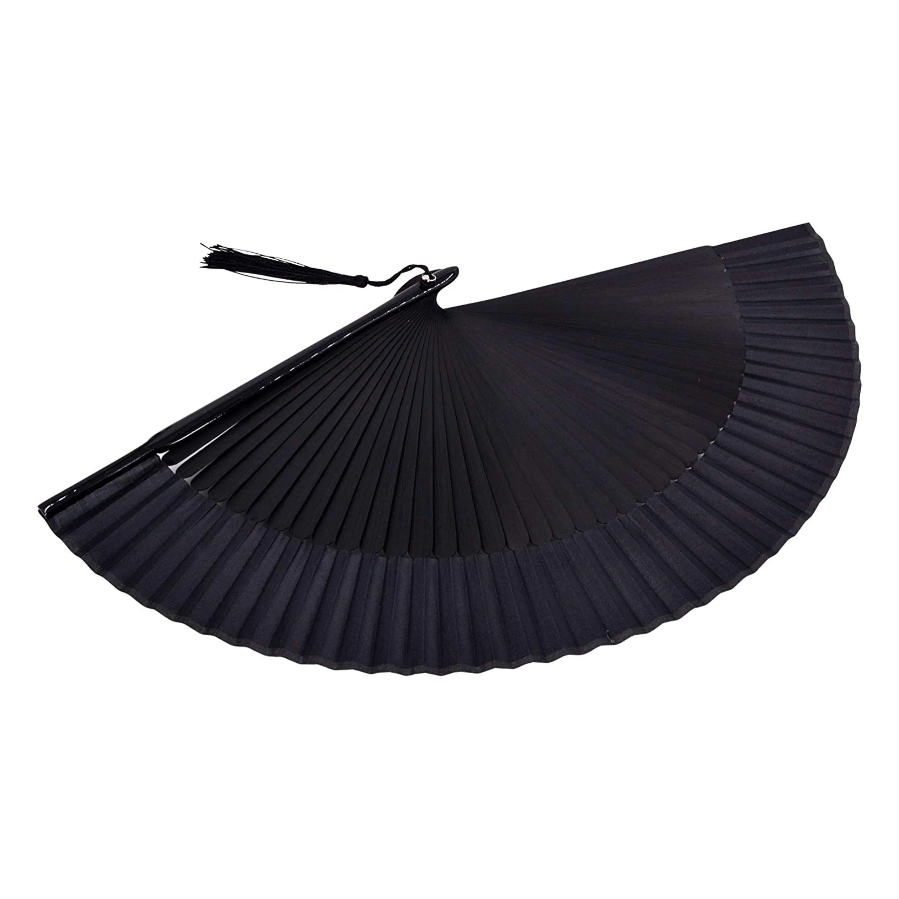 Vintage Black Bamboo Folding Fan – Handmade Retro Chinese/Japanese Style, 21.01 cm, Lightweight & Durable