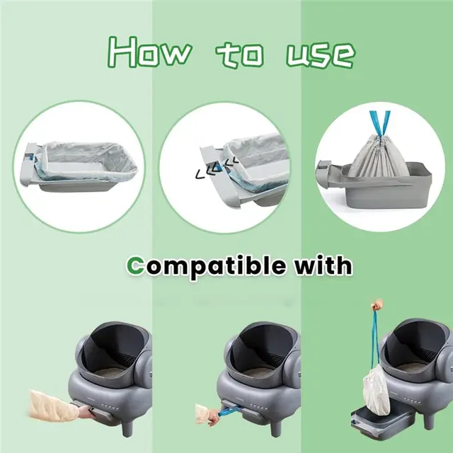 AD-80 Count Cat Litter Box Liner Bags Compatible For Neakasam1 And Pet Pivot Autoscooper Cat Litter Box 5