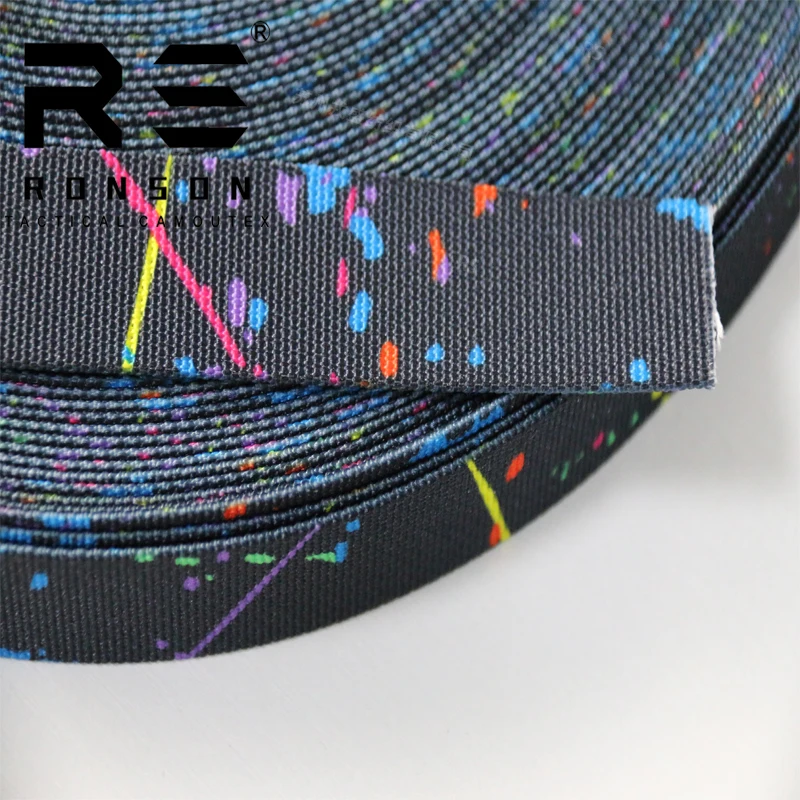 Tactical Nylon Strap Webbing Splatter camo 25mm Webbing Camouflage for Outdoor Backpack 25mm Sports Shoes Dog Shoes Printed