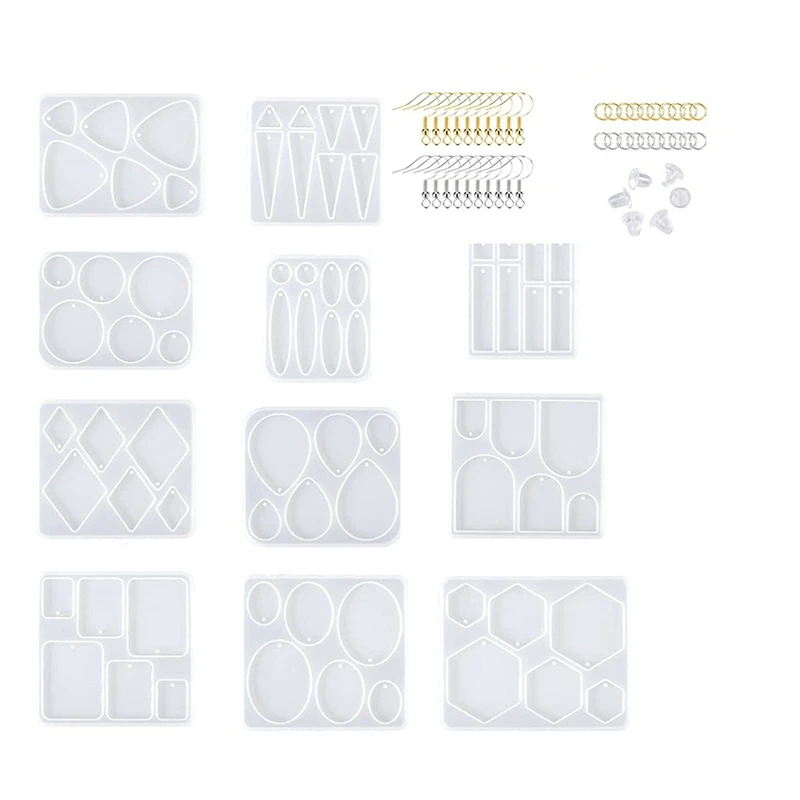 

11Pcs Earrings Silicone Molds For Epoxy Resin DIY Jewelry Resin Casting Molds For Pendant, Earrings