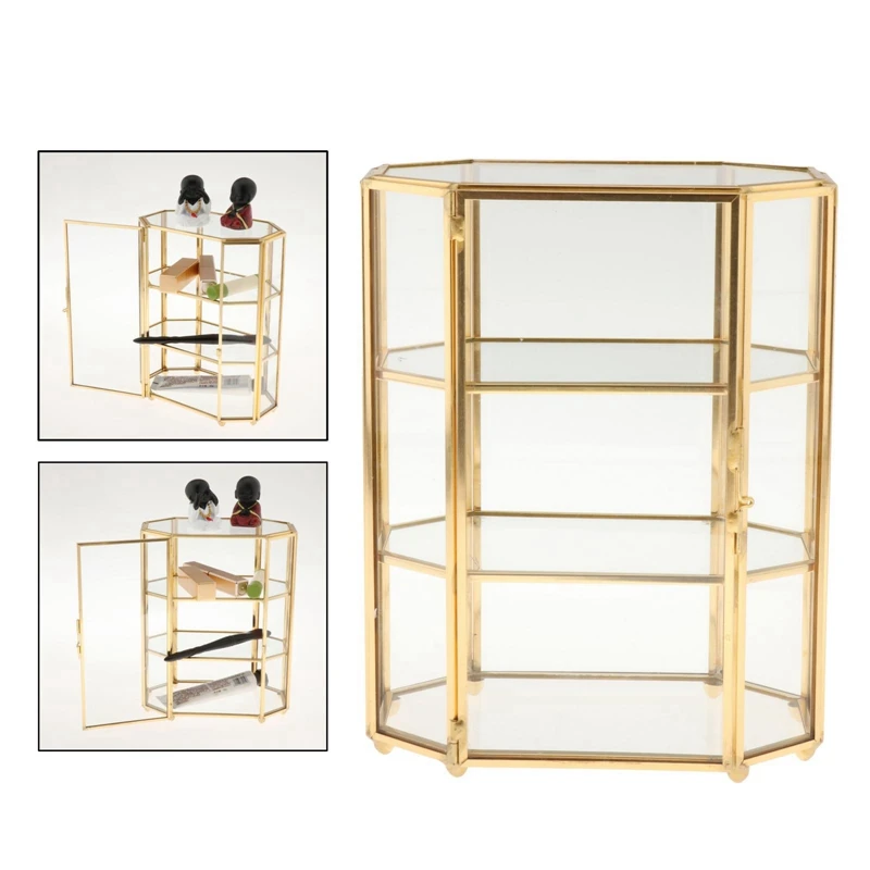 3-Tier Jewelry Box Glass Makeup Organizer Jewelry Box Multifunction Display Case For Dressing Table Decoration Storage 2