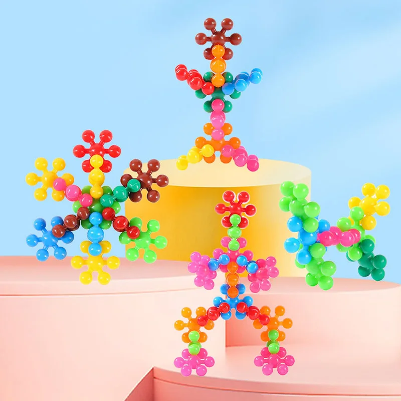 

2Set Funny Puzzle Blocks DIY Children's 3D Snowflake Flake Plum Blossom Building Block Rotatable Toy Educational Toys Gifts