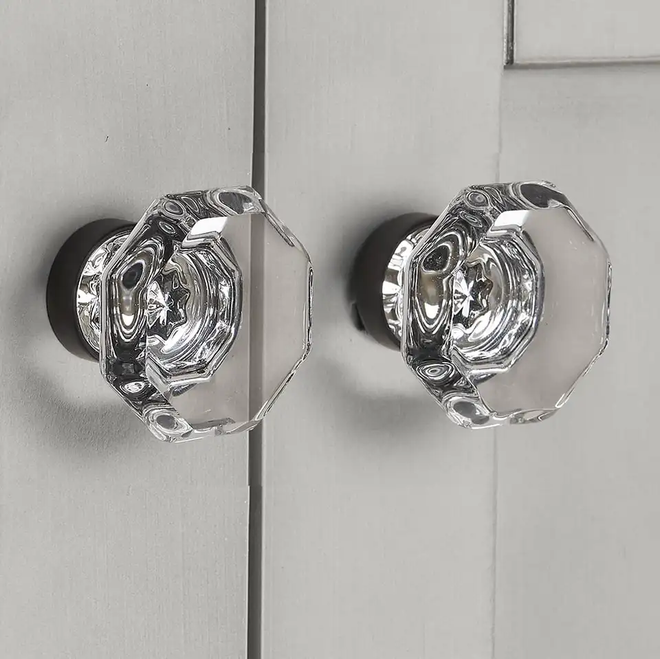 Clear Glass Geometric Cabinet Knobs Oil Rubbed Bronze