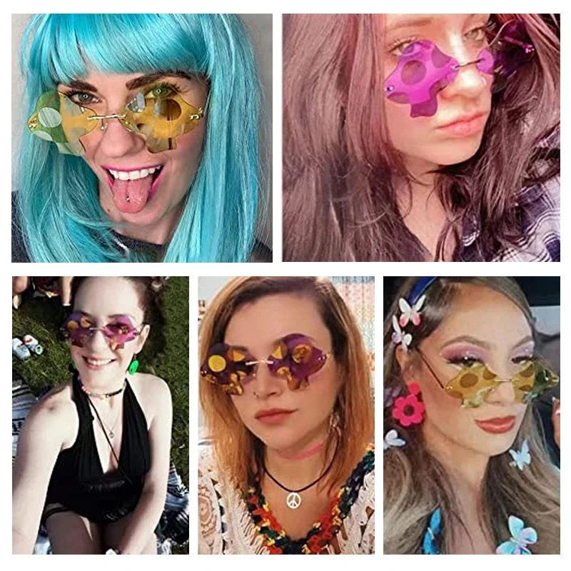 Women Girls Mushroom Euro American Style Rimless Sunglasses Adult Personalized Fashion Glasses Female Sunscreen UV400 Sunglasses 2