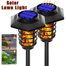 

Metal Flickering Flame Solar Torches Lights Waterproof Outdoor Solar Pathway Lights Landscape Auto for Garden Patio Yard