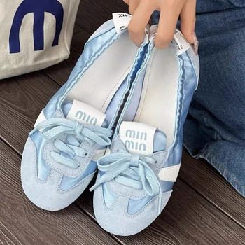 2026 New Women's Casual Sneakers Summer Cozy Shallow Ballet Flats Shoes New Women Lace Up Sport Shoes Zapatos De Mujer 1